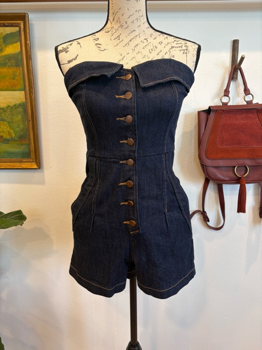 Vintage Rapscallion by Samantha Pleet Strapless Denim Romper – Corset Style